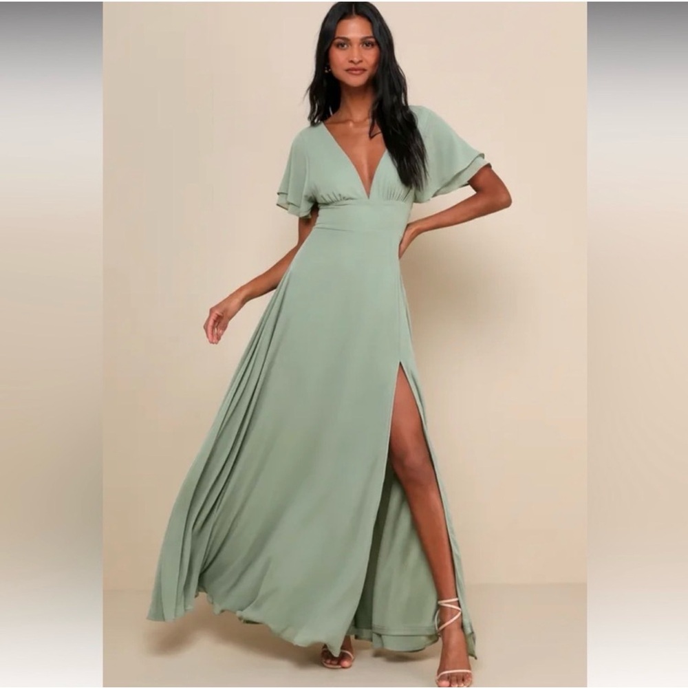 Lulu's Sage Green Maxi Dress